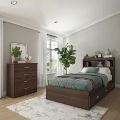 SUA-V Twin Bed with 3-Drawer Storage, Headboard and Dresser (39