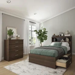 SUA-V Twin Bed with 3-Drawer Storage, Headboard and Dresser (39