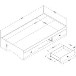 Meubles South Shore Twin Bed with 3-Drawer Storage (39'') - South Shore