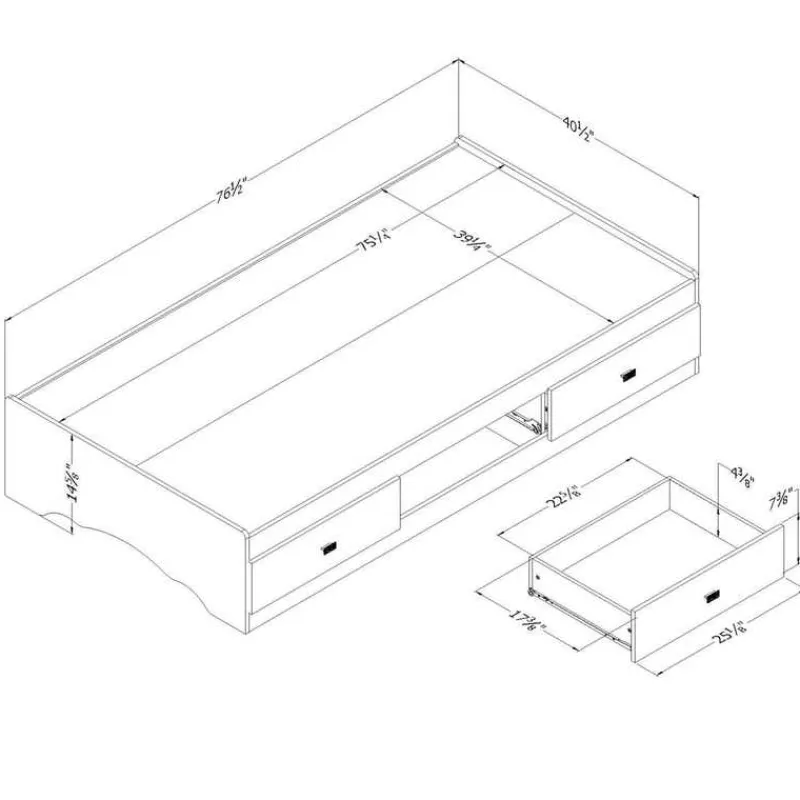 Meubles South Shore Twin Bed with 3-Drawer Storage (39'') - South Shore