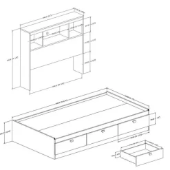 Meubles South Shore Twin Bed with 3-Drawer Storage and Headboard (39") - South Shore