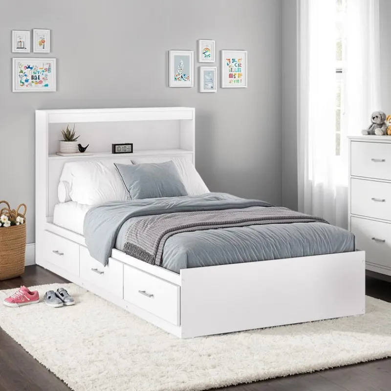 SUA-V Twin Bed with 3-Drawer Storage and Headboard (39")