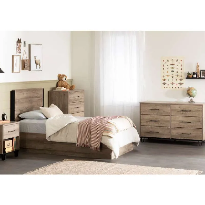 Meubles South Shore Twin Bed with 3-Drawer Storage and Headboard (39") - South Shore