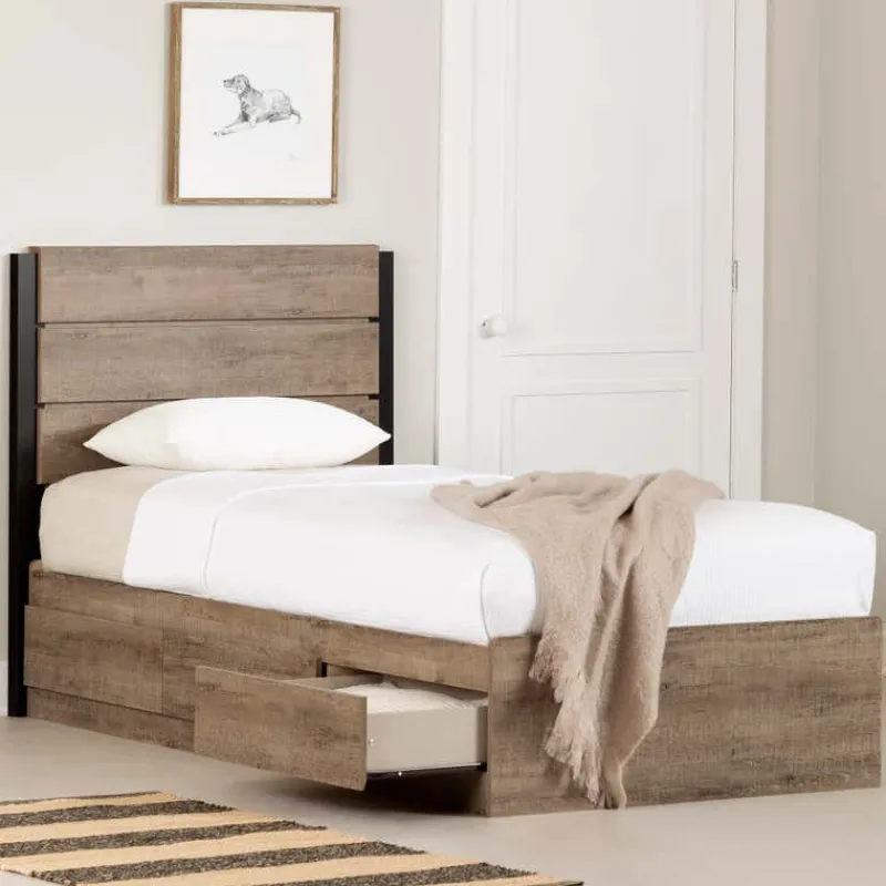 Meubles South Shore Twin Bed with 3-Drawer Storage and Headboard (39") - South Shore