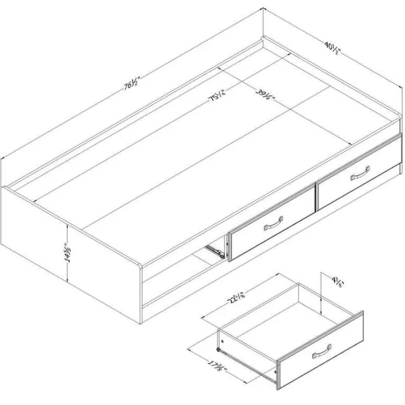 Meubles South Shore Twin Bed with 3-Drawer Storage (39") - South Shore