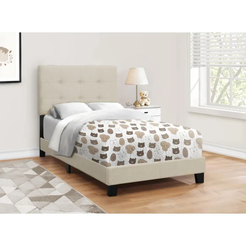 Monarch Twin Linen Bed with Headboard (39")
