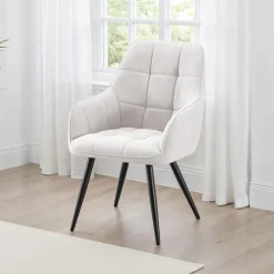 Upholstered Chairs with Armrests (Set of 2) - Light Grey