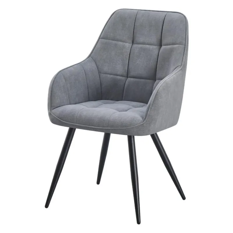 Upholstered Chairs with Armrests (Set of 2) - Grey
