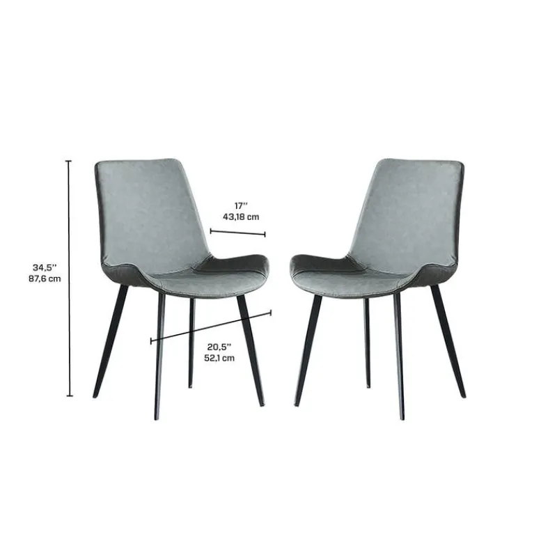 Upholstered Kitchen Chairs (Set of 2) - Grey