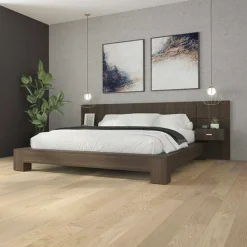 SUA-V Wall Units with 2 Integrated Nightstands for Queen Beds - Taupe