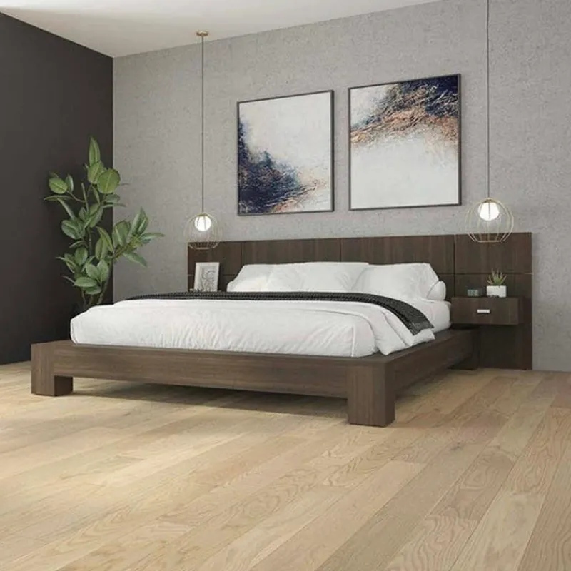 SUA-V Wall Units with 2 Integrated Nightstands for Queen Beds - Taupe