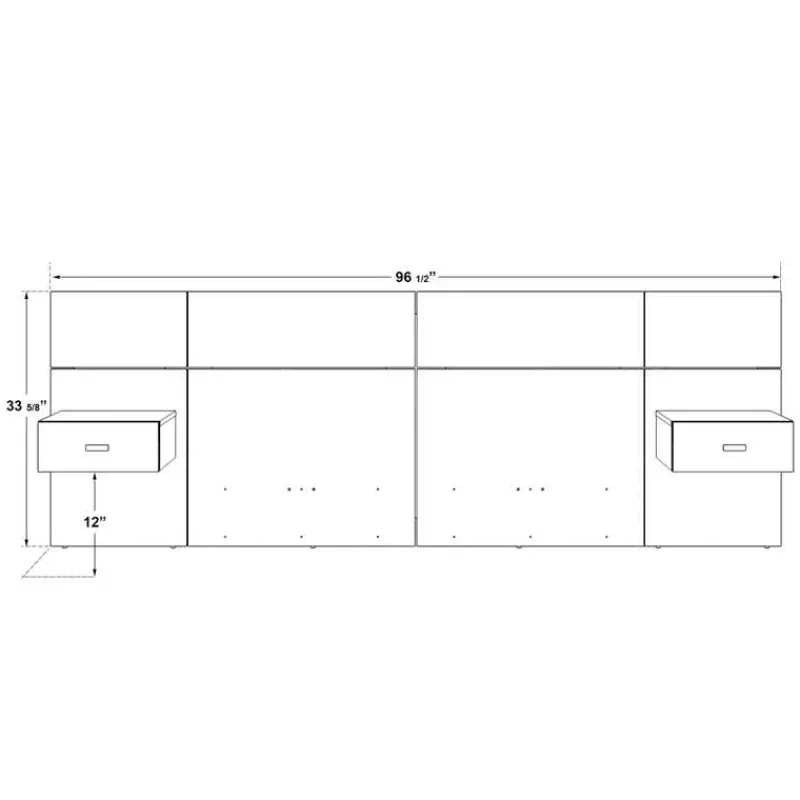 SUA-V Wall Units with 2 Integrated Nightstands for Queen Beds - Taupe