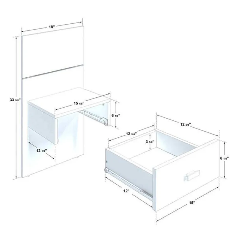 SUA-V Wall Units with 2 Integrated Nightstands for Queen Beds - Taupe