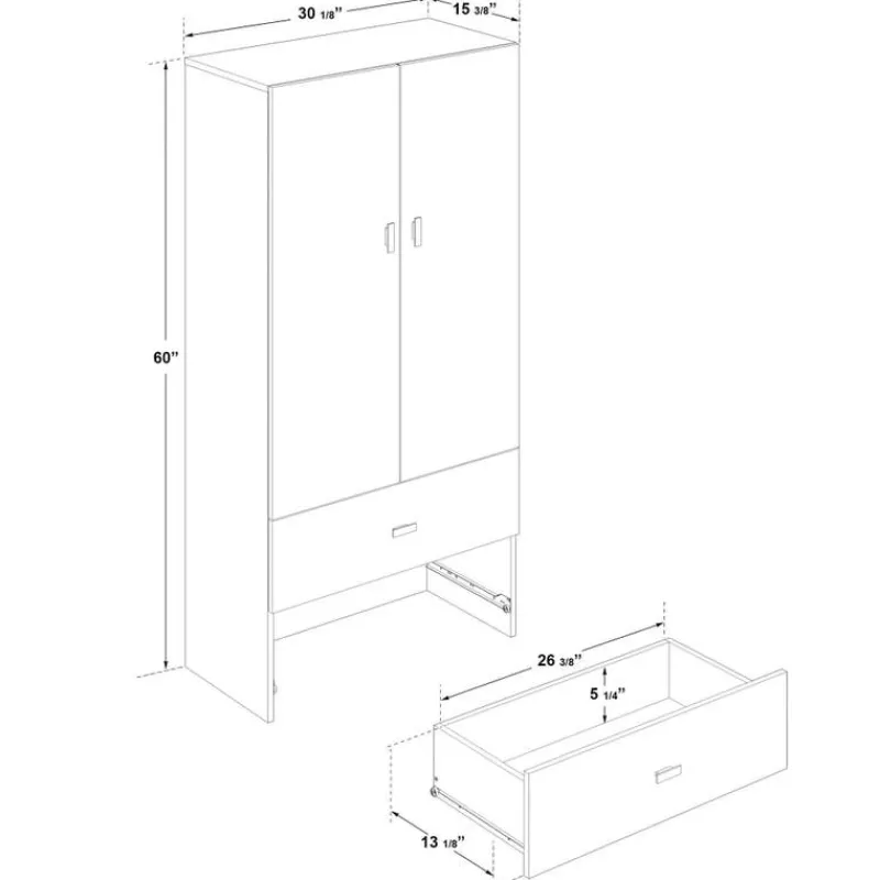 SUA-V Wardrobe with 2 Large Drawers - Brown