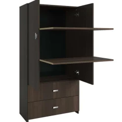 SUA-V Wardrobe with 2 Large Drawers - Brown