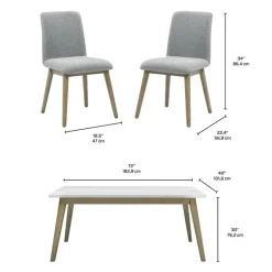 White Marble Top Dining Table with 6 Chairs - Grey