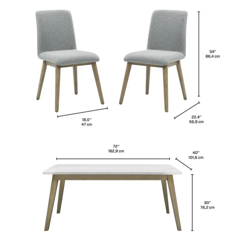 White Marble Top Dining Table with 6 Chairs - Grey