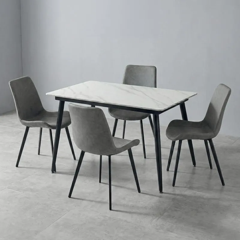 Sintered Stone Dining Set with 4 Grey Chairs - 48"