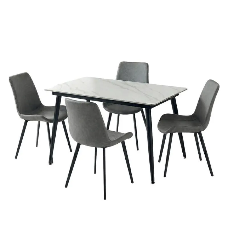 Sintered Stone Dining Set with 4 Grey Chairs - 48"