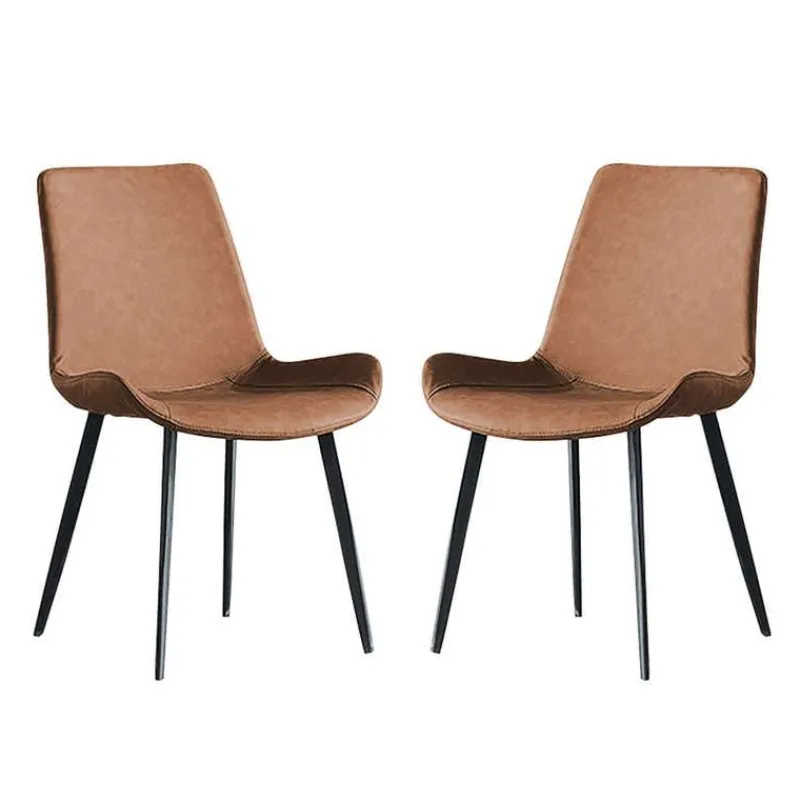 White Sintered Stone Dining Set with 4 Grey Chairs and 2 Cognac Chairs - 59"