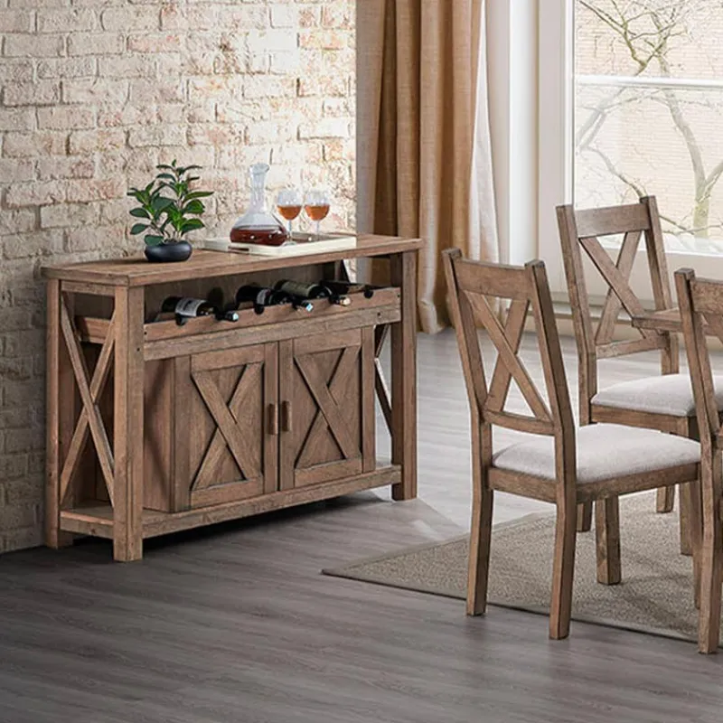 Wooden Buffet with a Wine Rack